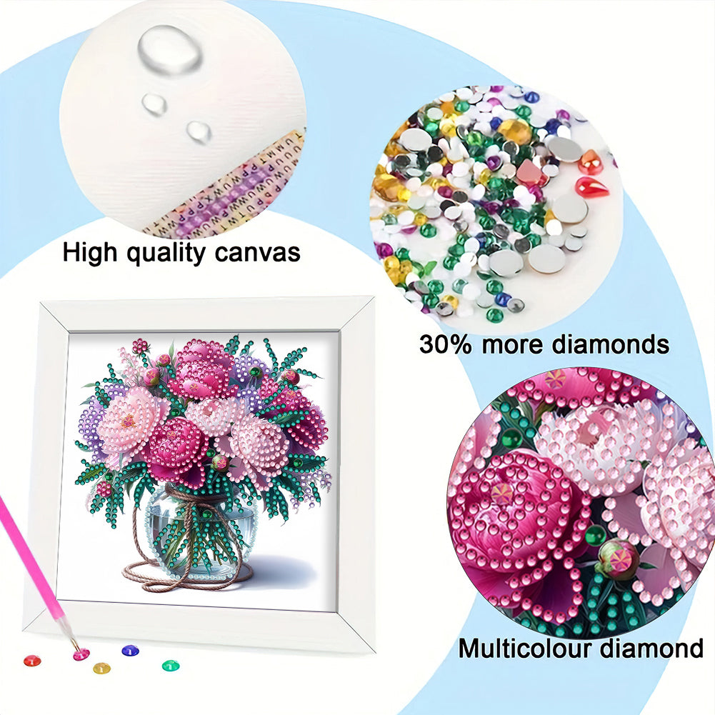 Flowers - Special Shaped Drill Diamond Painting 18*18CM