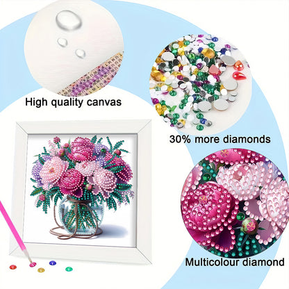 Flowers - Special Shaped Drill Diamond Painting 18*18CM
