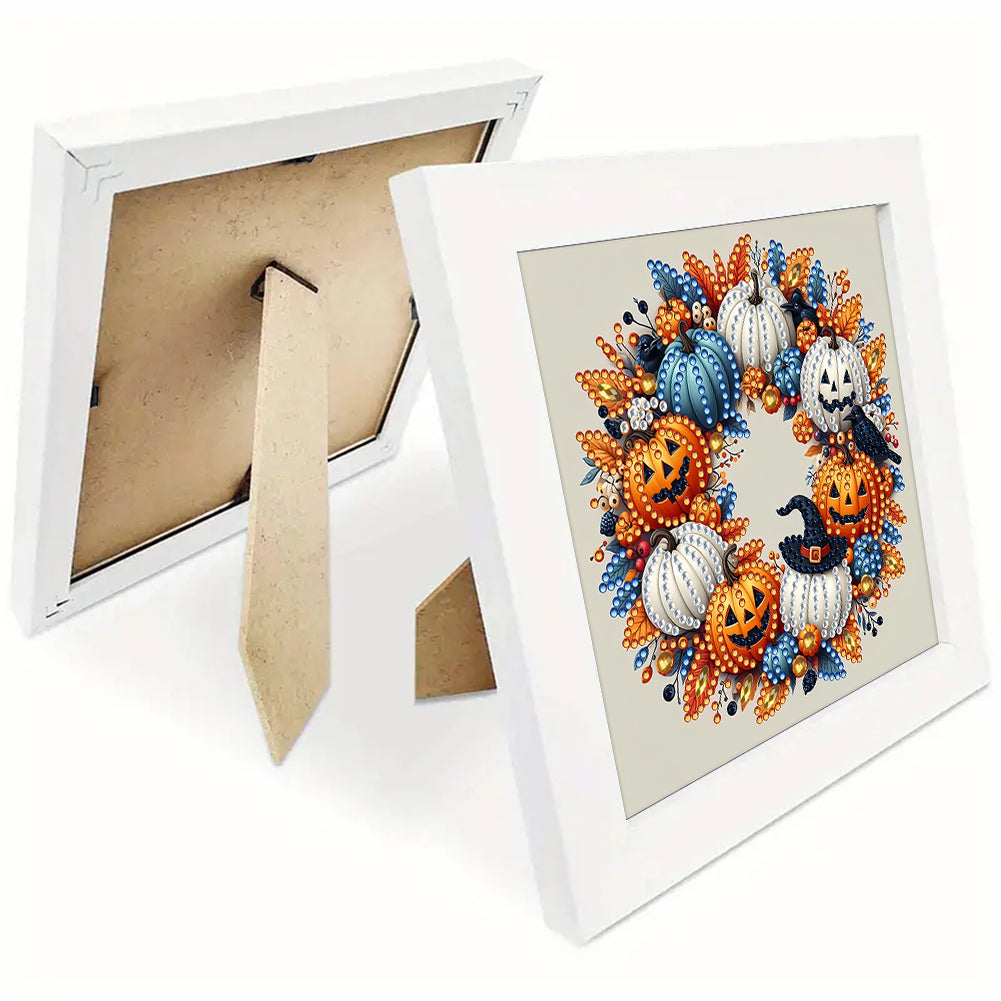 Halloween Pumpkin Wreath - Special Shaped Drill Diamond Painting 18*18CM