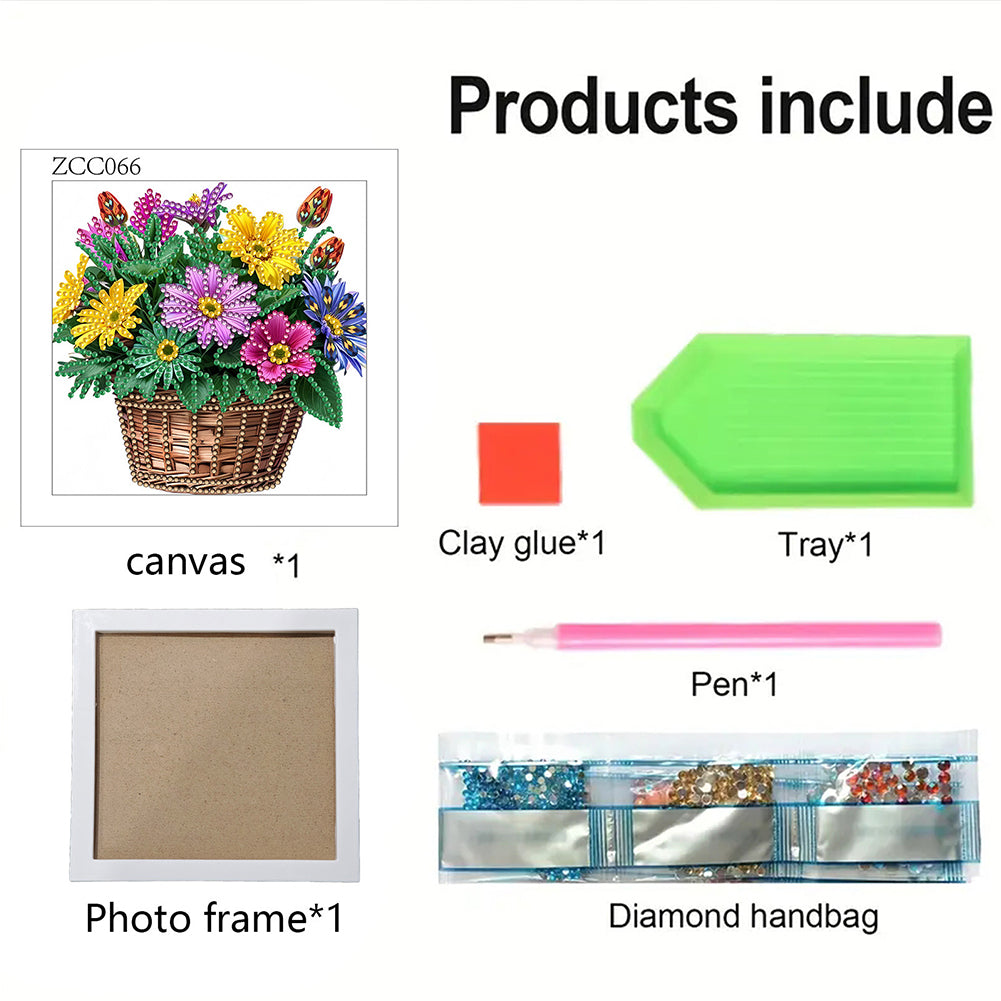 Flower Basket - Special Shaped Drill Diamond Painting 18*18CM