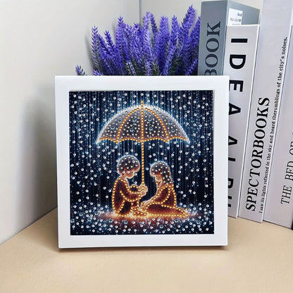 Rainy Night Boy And Girl - Special Shaped Drill Diamond Painting 18*18CM
