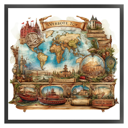 Map - Stamped Cross Stitch 50*50CM