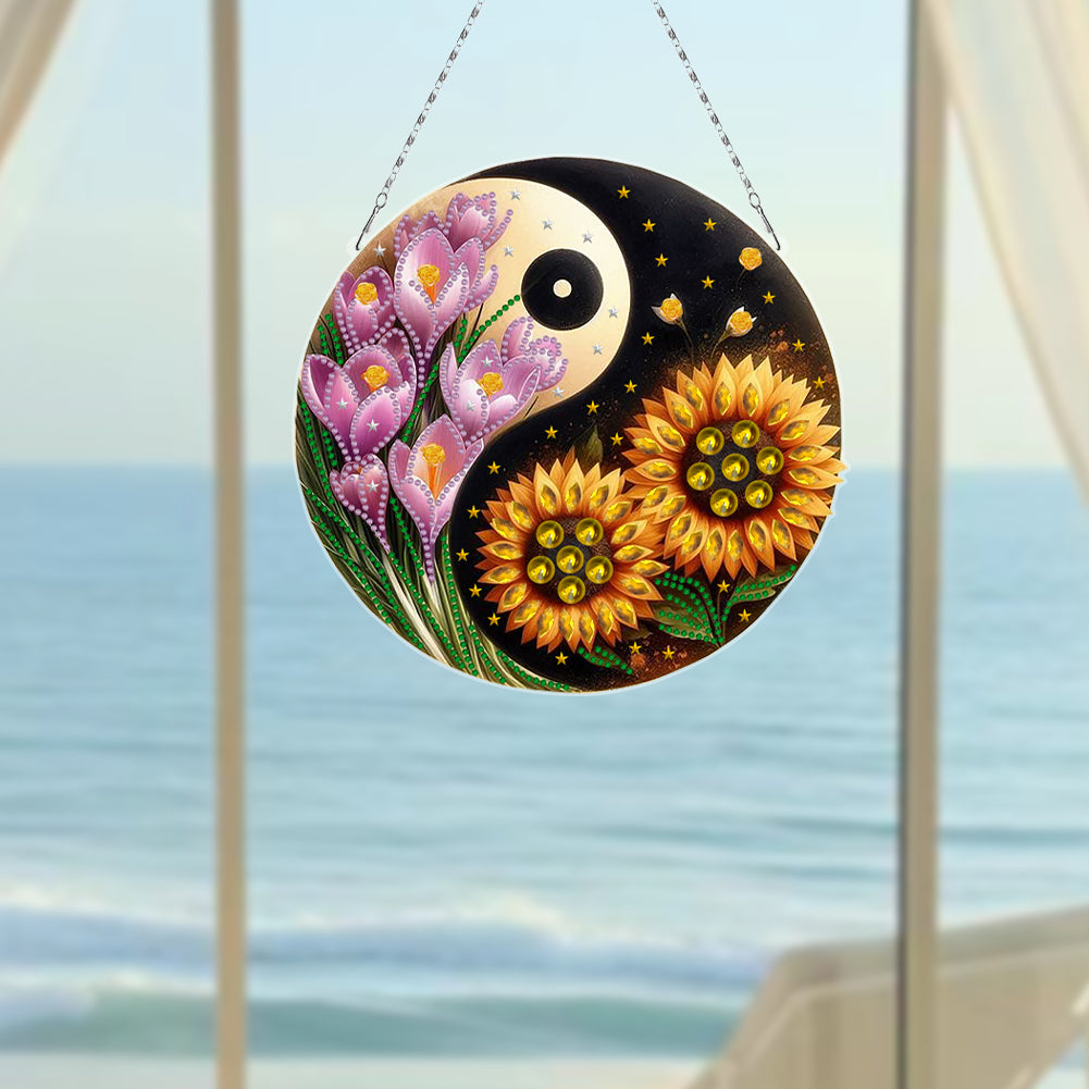 Acrylic Diamond Painting Hanging Pendant Rhinestone Diamond Art Window Pendants