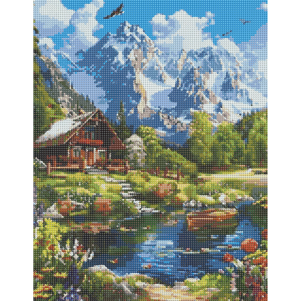 Landscape House - Full Round Drill Diamond Painting 40*50CM