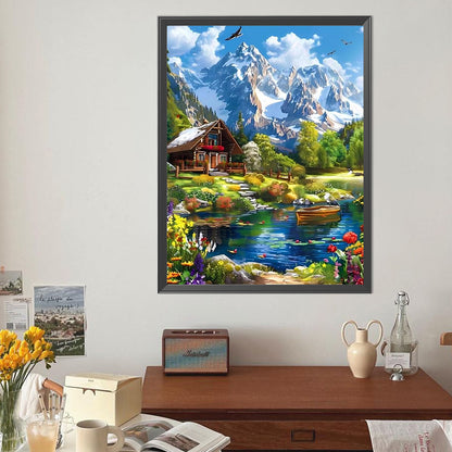 Landscape House - Full Round Drill Diamond Painting 40*50CM