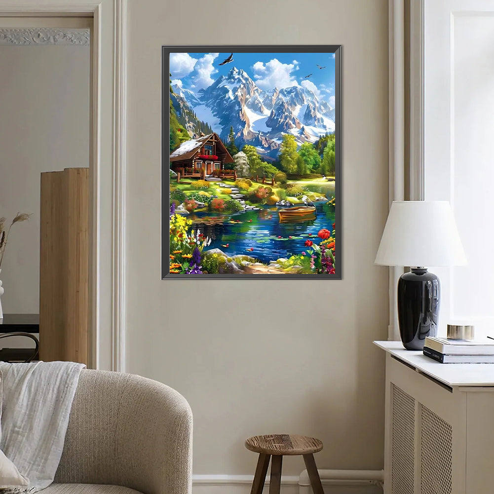 Landscape House - Full Round Drill Diamond Painting 40*50CM