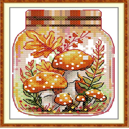 Autumn In The Jar - 14CT Stamped Cross Stitch 11*14CM(Joy Sunday)