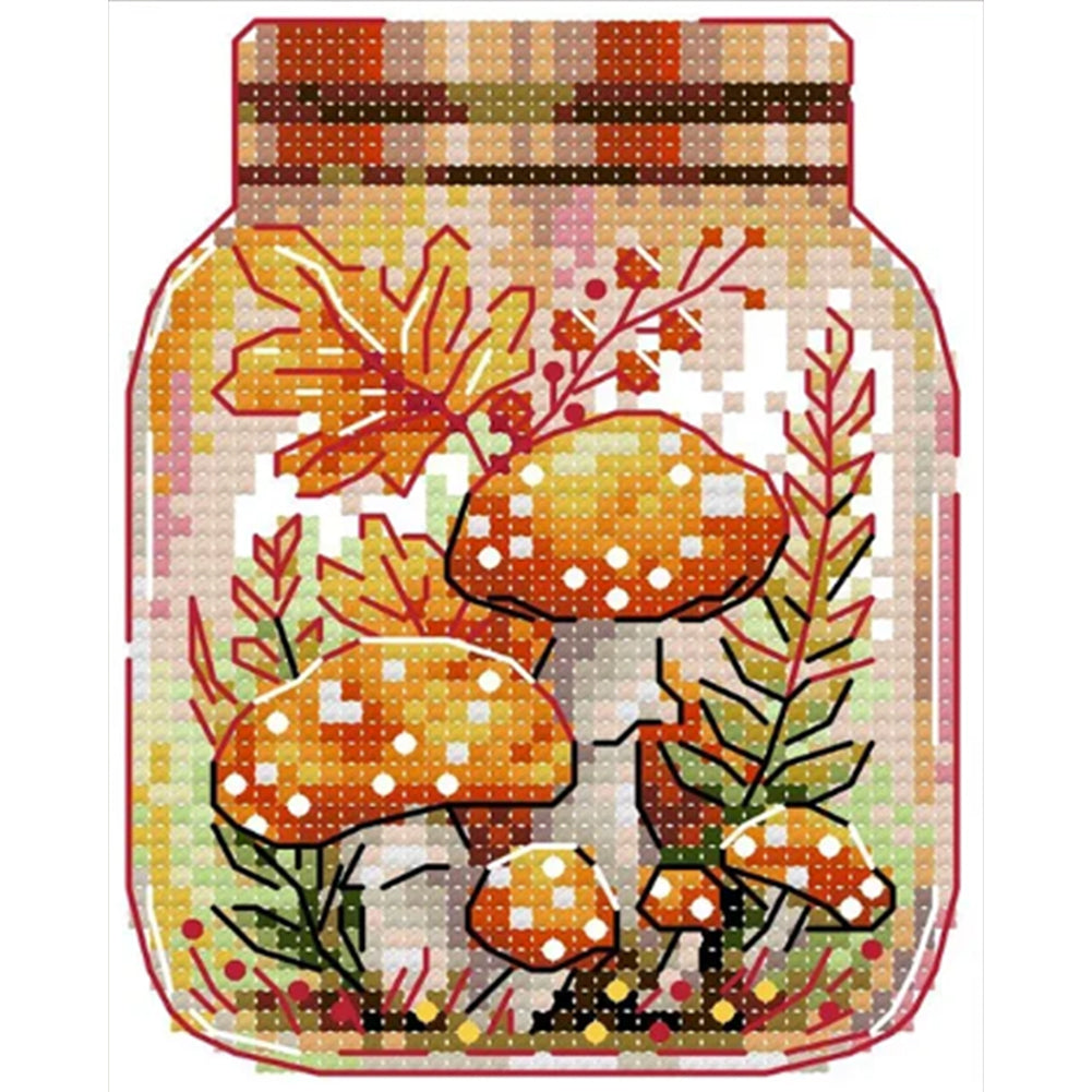 Autumn In The Jar - 14CT Stamped Cross Stitch 11*14CM(Joy Sunday)