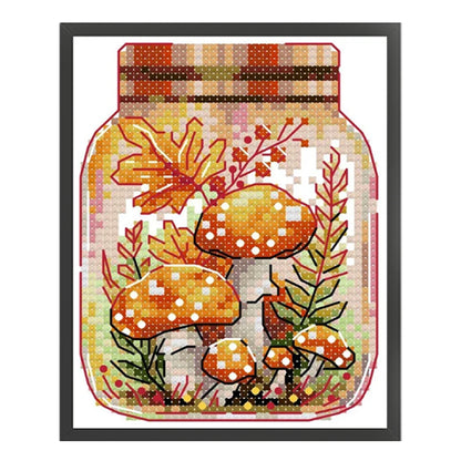 Autumn In The Jar - 14CT Stamped Cross Stitch 11*14CM(Joy Sunday)