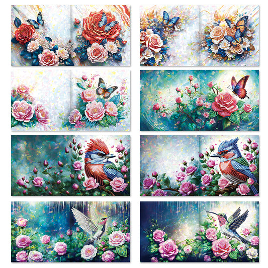 8/12pcs Diamond Painting Greeting Cards Handmade Diamond Art Cards for Adults