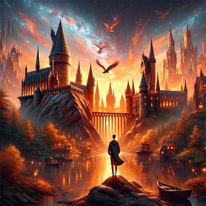 Castle In The Sunset - 11CT Stamped Cross Stitch 45*45CM