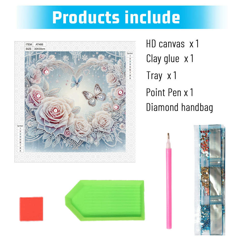 Flowers And Butterflies - Special Shaped Drill Diamond Painting 30*30CM