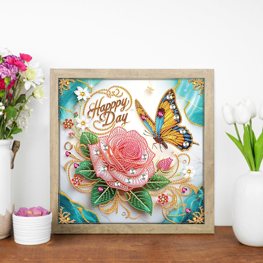 Flowers And Butterflies - Special Shaped Drill Diamond Painting 30*30CM