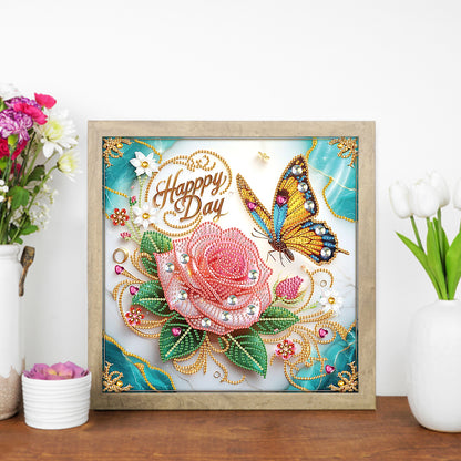 Flowers And Butterflies - Special Shaped Drill Diamond Painting 30*30CM