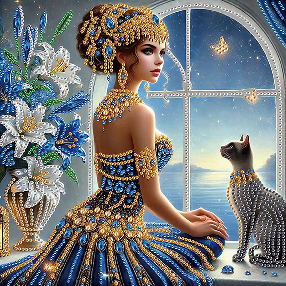 Elegant Egyptian Beauty - Special Shaped Drill Diamond Painting 30*30CM