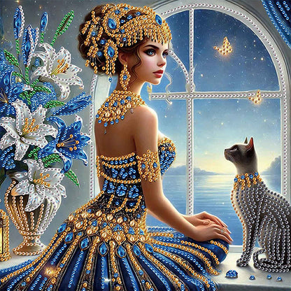 Elegant Egyptian Beauty - Special Shaped Drill Diamond Painting 30*30CM