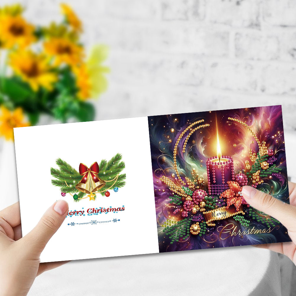 6PCS DIY Diamond Art Greeting Cards Xmas Designs for Festivals and Celebrations