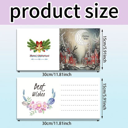 6PCS DIY Diamond Art Greeting Cards Xmas Designs for Festivals and Celebrations