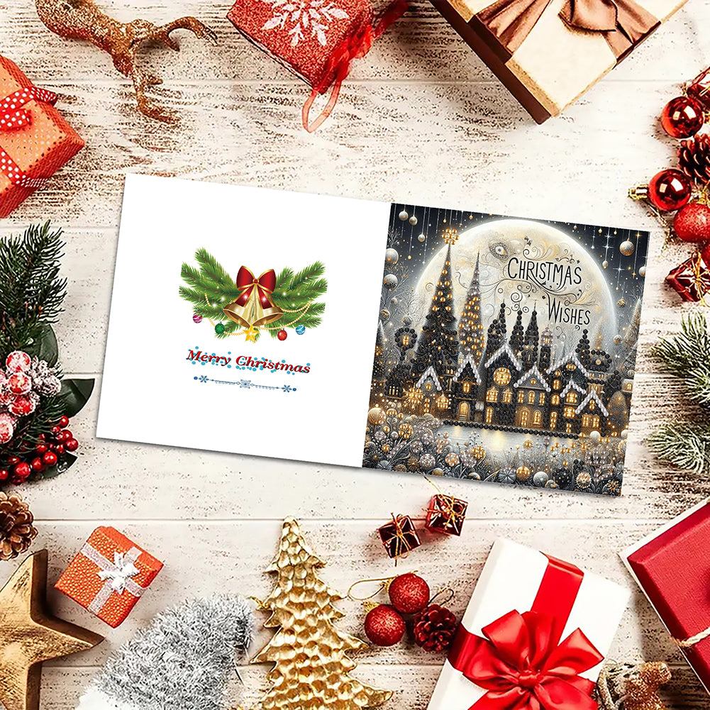 6PCS DIY Diamond Art Greeting Cards Xmas Designs for Festivals and Celebrations