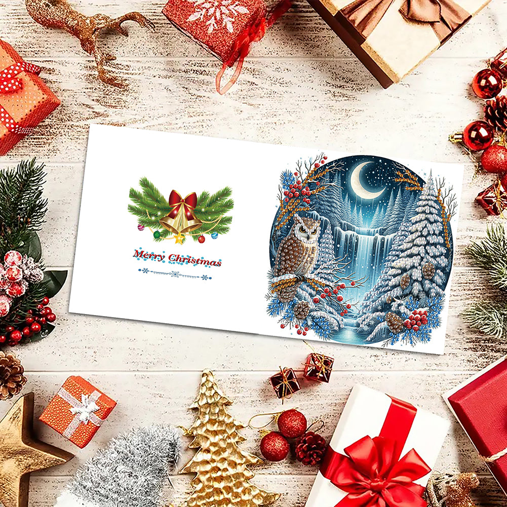 6PCS DIY Diamond Art Greeting Cards Xmas Designs for Festivals and Celebrations