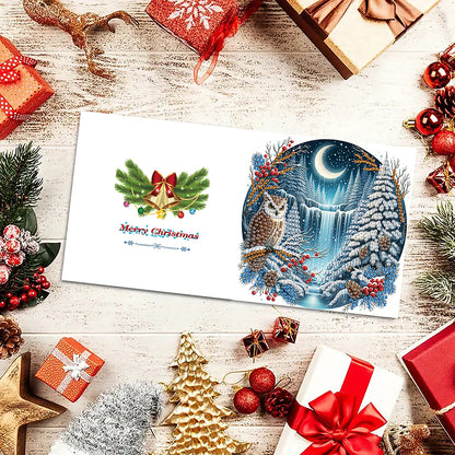 6PCS DIY Diamond Art Greeting Cards Xmas Designs for Festivals and Celebrations