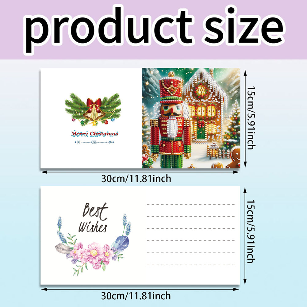 6PCS DIY Diamond Art Greeting Cards Xmas Designs for Festivals and Celebrations
