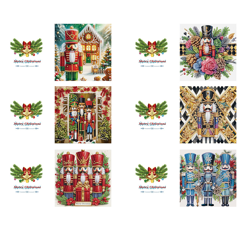 6PCS DIY Diamond Art Greeting Cards Xmas Designs for Festivals and Celebrations