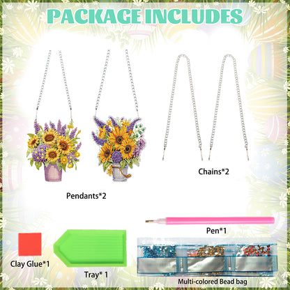 2pcs 2D Flat DIY Diamond Art Pendant Diamond Painting Set Wall Door Decoration