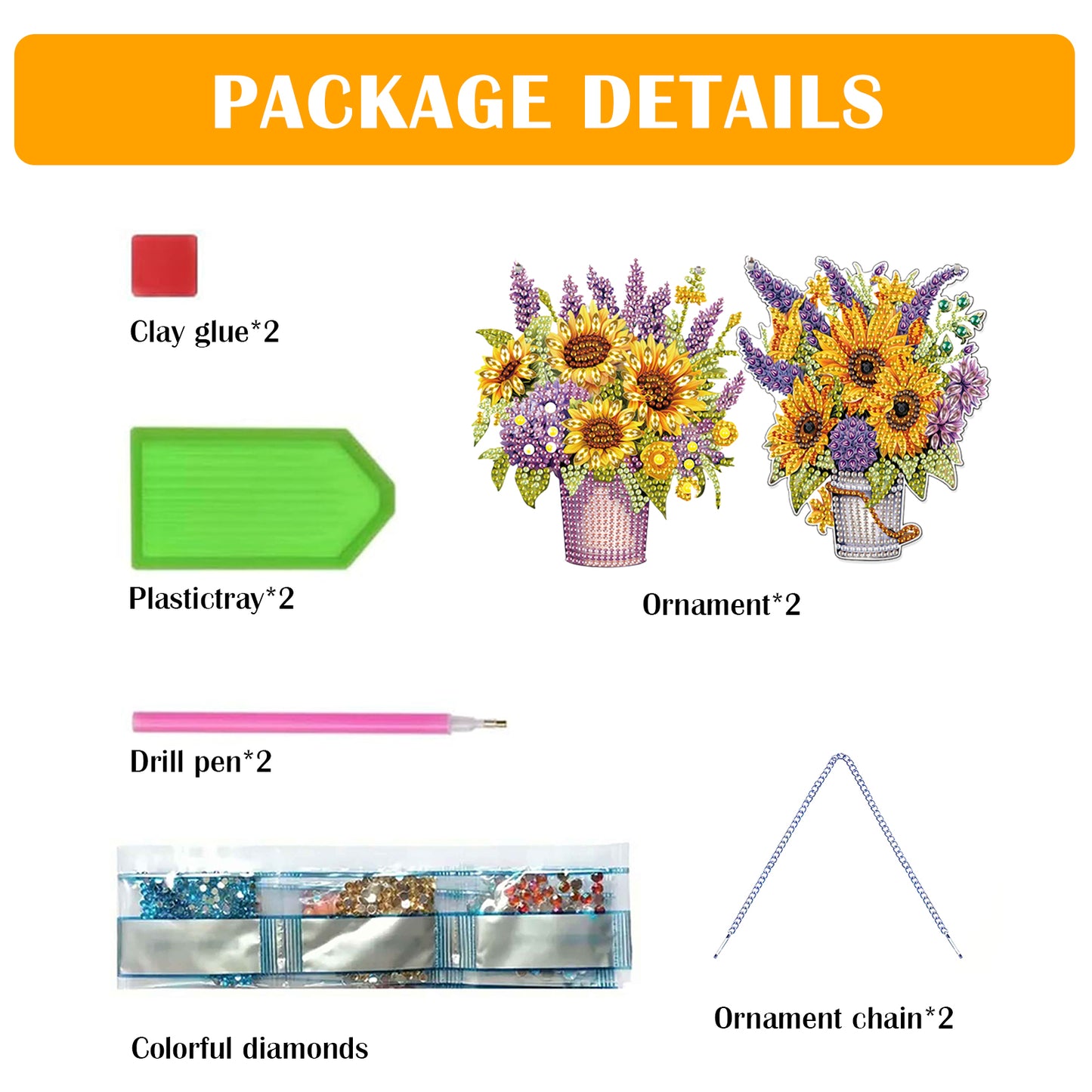2pcs 2D Flat DIY Diamond Art Pendant Diamond Painting Set Wall Door Decoration