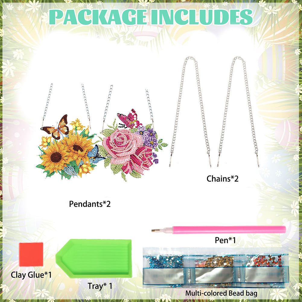 2pcs 2D Flat DIY Diamond Art Pendant Diamond Painting Set Wall Door Decoration