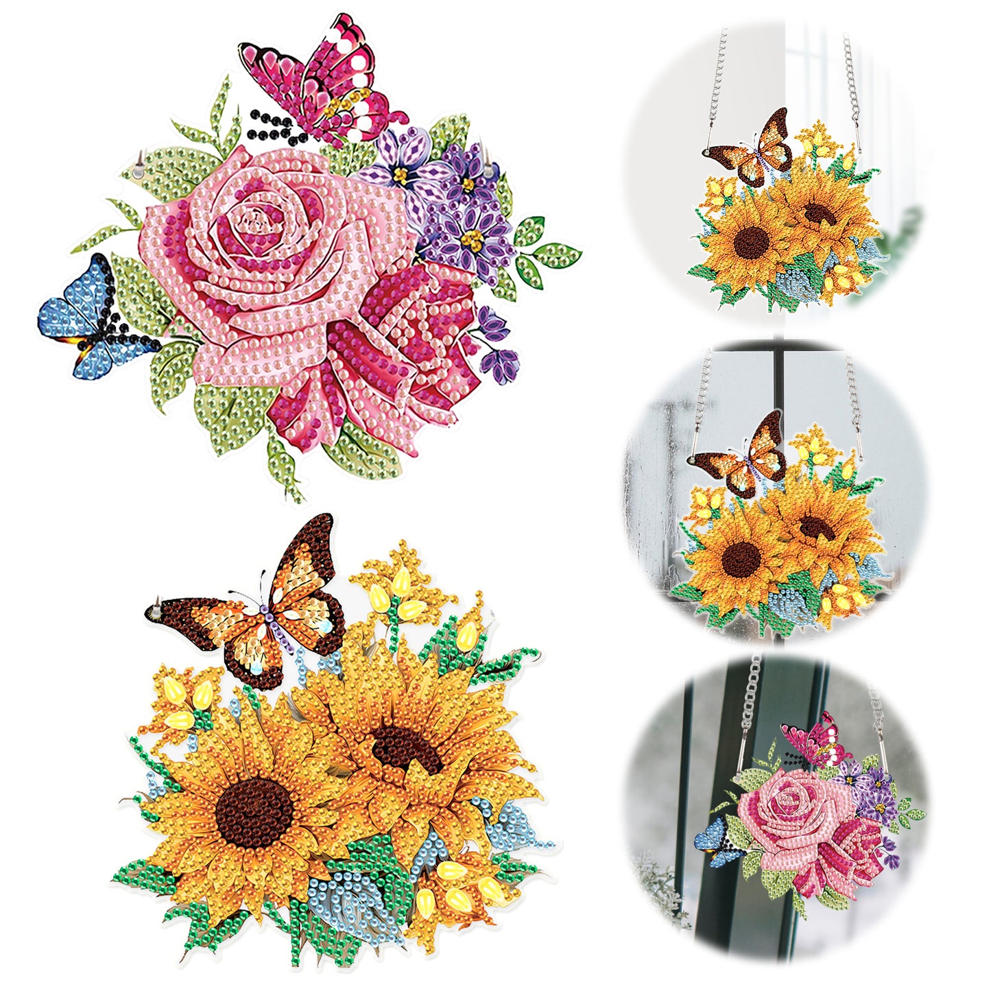 2pcs 2D Flat DIY Diamond Art Pendant Diamond Painting Set Wall Door Decoration