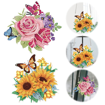 2pcs 2D Flat DIY Diamond Art Pendant Diamond Painting Set Wall Door Decoration