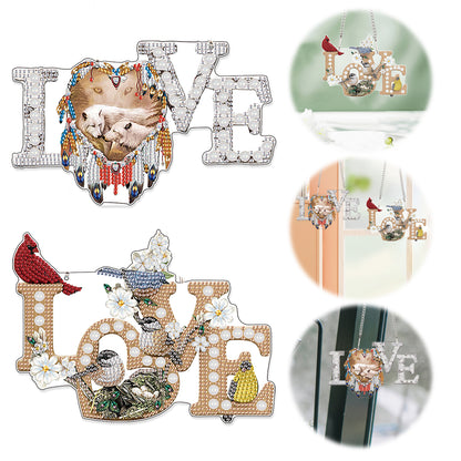 2pcs 2D Flat DIY Diamond Art Pendant Diamond Painting Set Wall Door Decoration