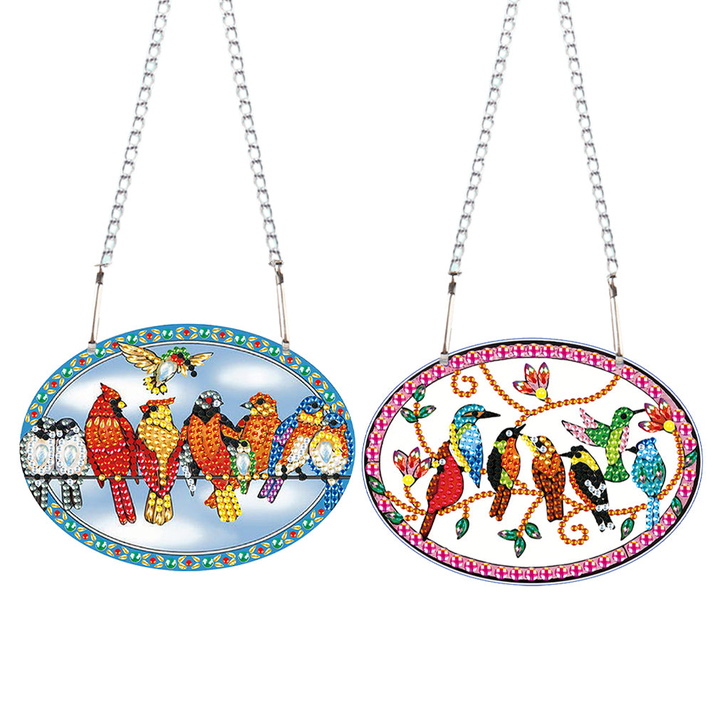 2pcs 2D Flat DIY Diamond Art Pendant Diamond Painting Set Wall Door Decoration