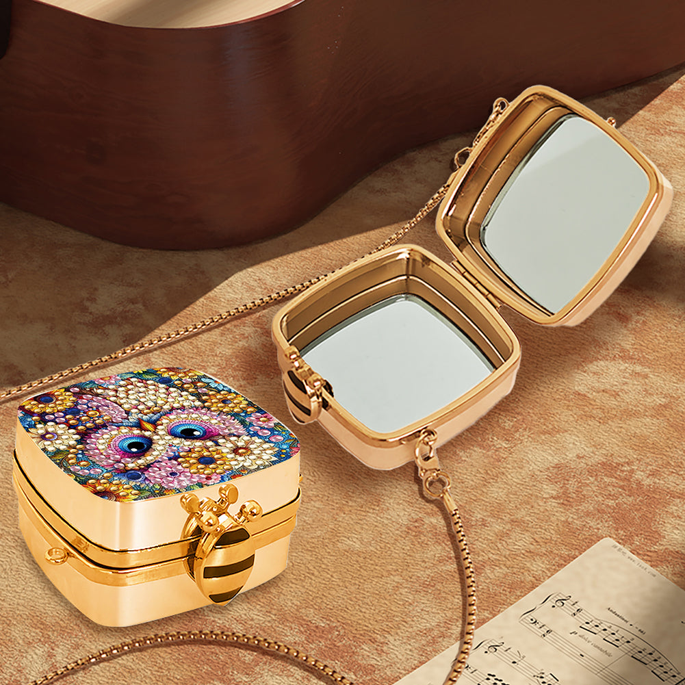 Peacock Diamond Art Storage Case Diamond Painting Mirror Organizer Box for Women