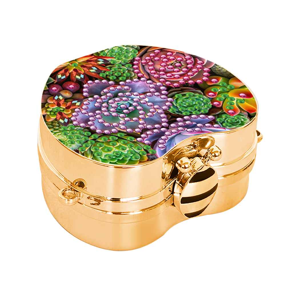 2Pcs Succulent Diamond Art Storage Case Rhinestone Jewelry Box 5D Diy Coin Purse