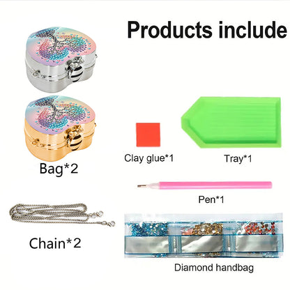 2Pcs Succulent Diamond Art Storage Case Rhinestone Jewelry Box 5D Diy Coin Purse