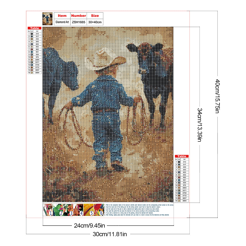 Cowboy Kid - Full Round Drill Diamond Painting 30*40CM