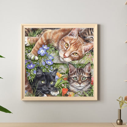 Three Cats - Full Round Drill Diamond Painting 40*40CM