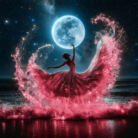Dancing Girl In The Moon - Full Round Drill Diamond Painting 40*40CM