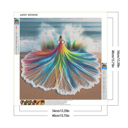 Girl With Rainbow Skirt Back - Full Round Drill Diamond Painting 40*40CM
