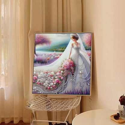 Girl In Wedding Dress - Full Round Drill Diamond Painting 40*40CM