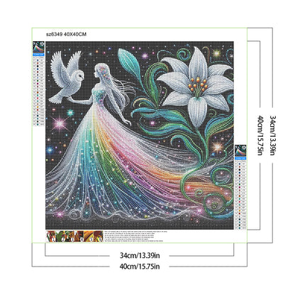 Girl And Flower - Full Round Drill Diamond Painting 40*40CM