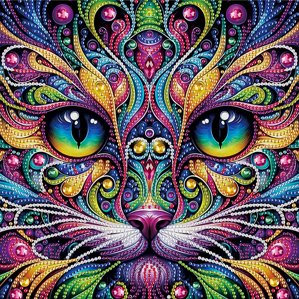 Colorful Cat - Special Shaped Drill Diamond Painting 30*30CM