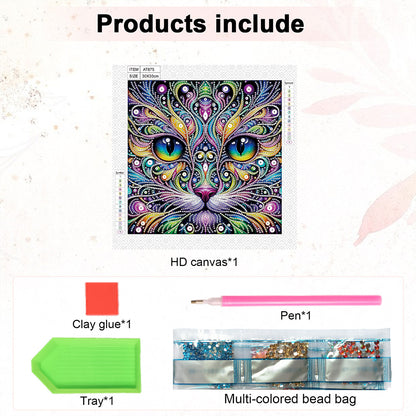 Colorful Cat - Special Shaped Drill Diamond Painting 30*30CM