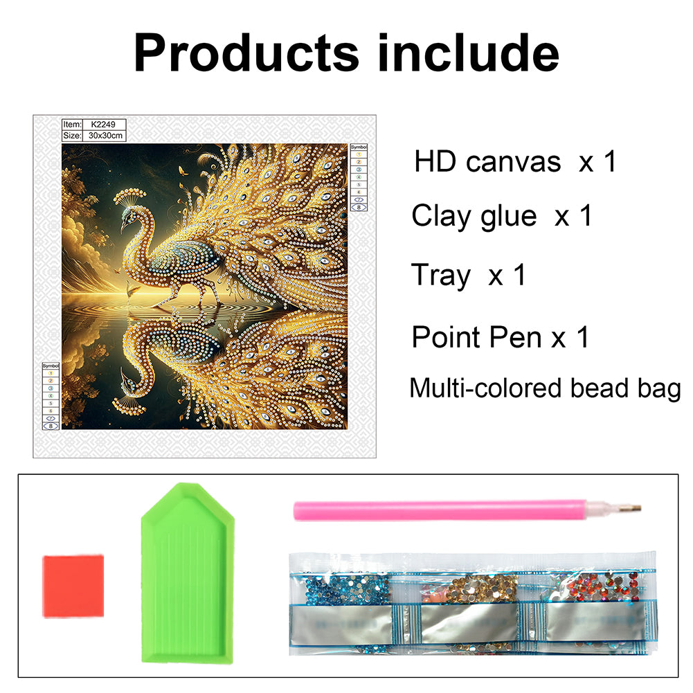 Peacock - Special Shaped Drill Diamond Painting 30*30CM