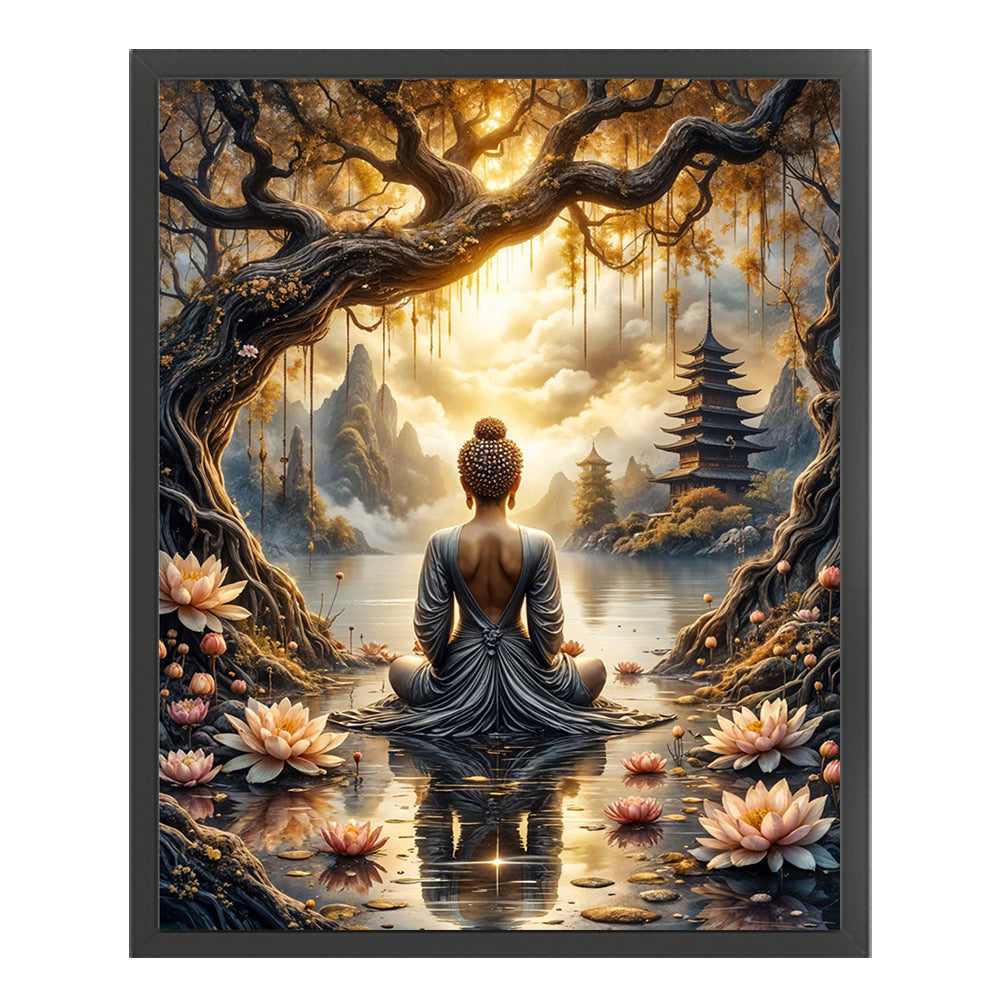Buddha Statue - 11CT Stamped Cross Stitch 40*50CM