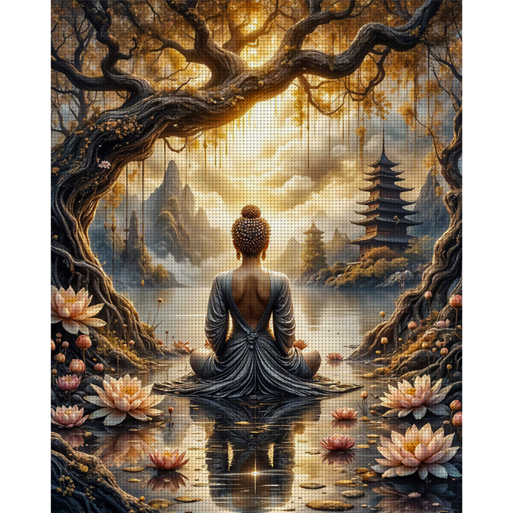 Buddha Statue - 11CT Stamped Cross Stitch 40*50CM