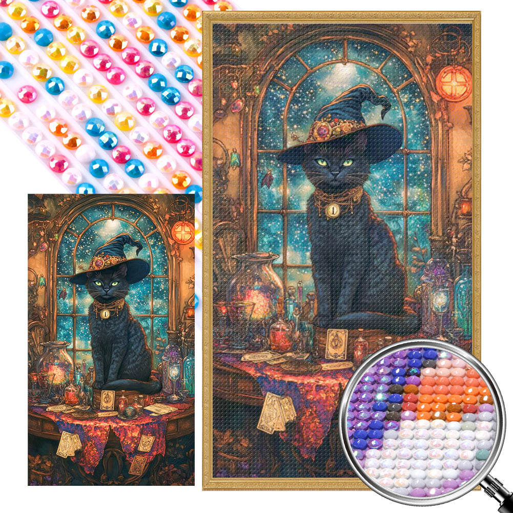 Magic Black Cat - Full AB Round Drill Diamond Painting 40*70CM