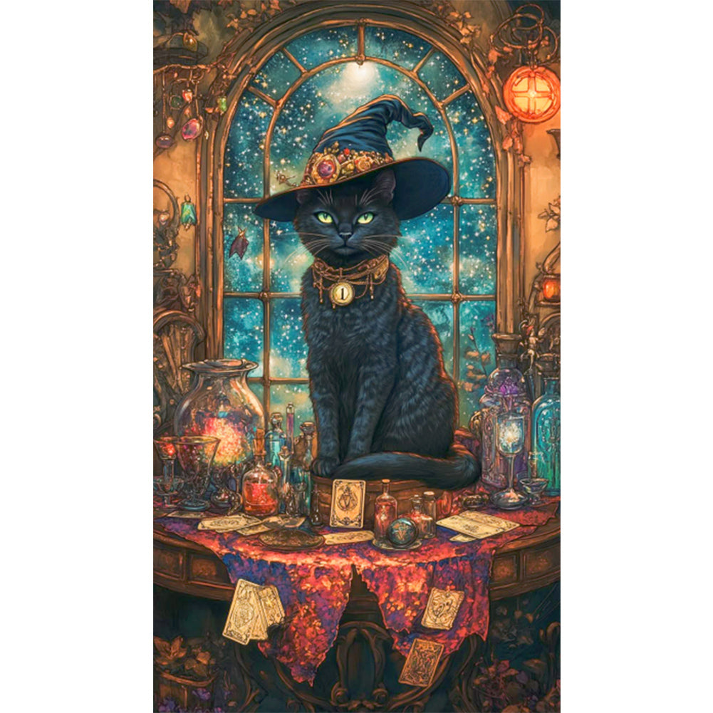 Magic Black Cat - Full AB Round Drill Diamond Painting 40*70CM